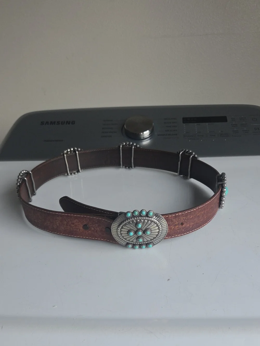 Vintage Jose Luis Mexico Faux Turquoise Concho Belt Men 34